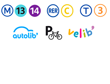 Moyen de locomotion: Metro Lignes 13 et 14, RER Ligne C, Tramway Ligne 3
